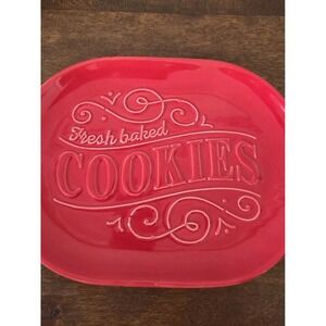 Hallmark Fresh Baked Cookies Serving Platter Red 11" x 8" Christmas Decore